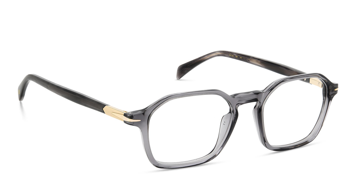 Shop DAVID BECKHAM Timeless Icons Irregular Eyeglasses in Grey online.