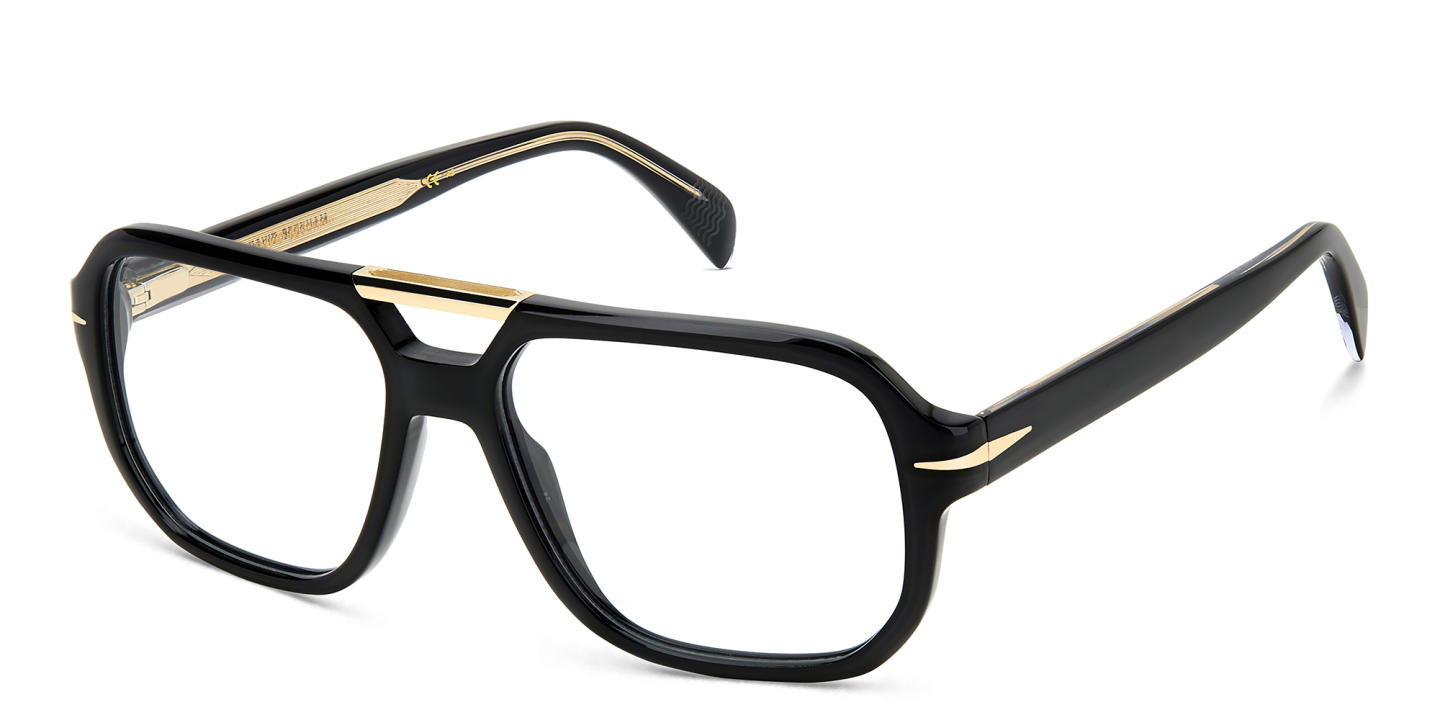 DAVID BECKHAM Rectangle Eyeglasses in Black Gold – Product Photo 1