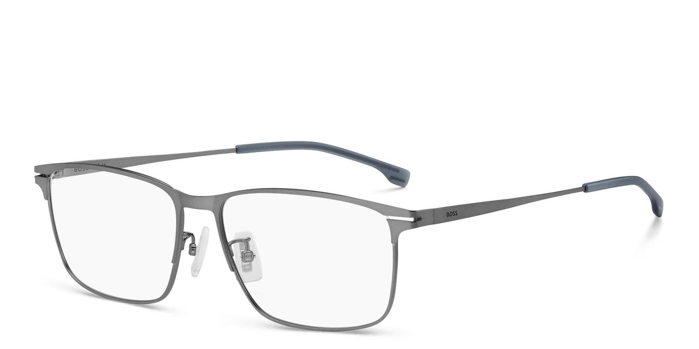 Shop Hugo Boss Wide Rectangle Eyeglasses in Gunmetal online.