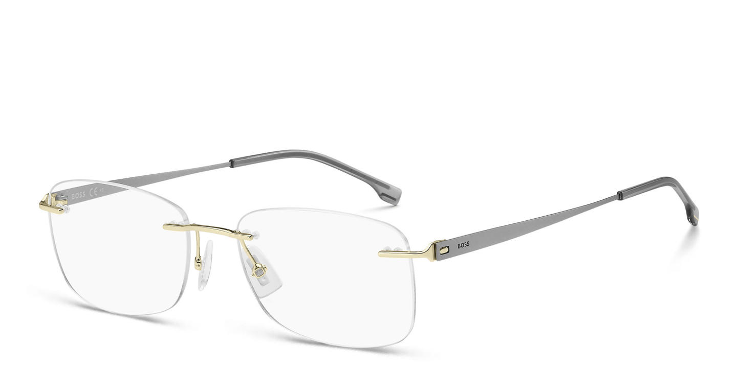 Hugo Boss Rimless Wide Rectangle Eyeglasses in Gold – Product Photo 1