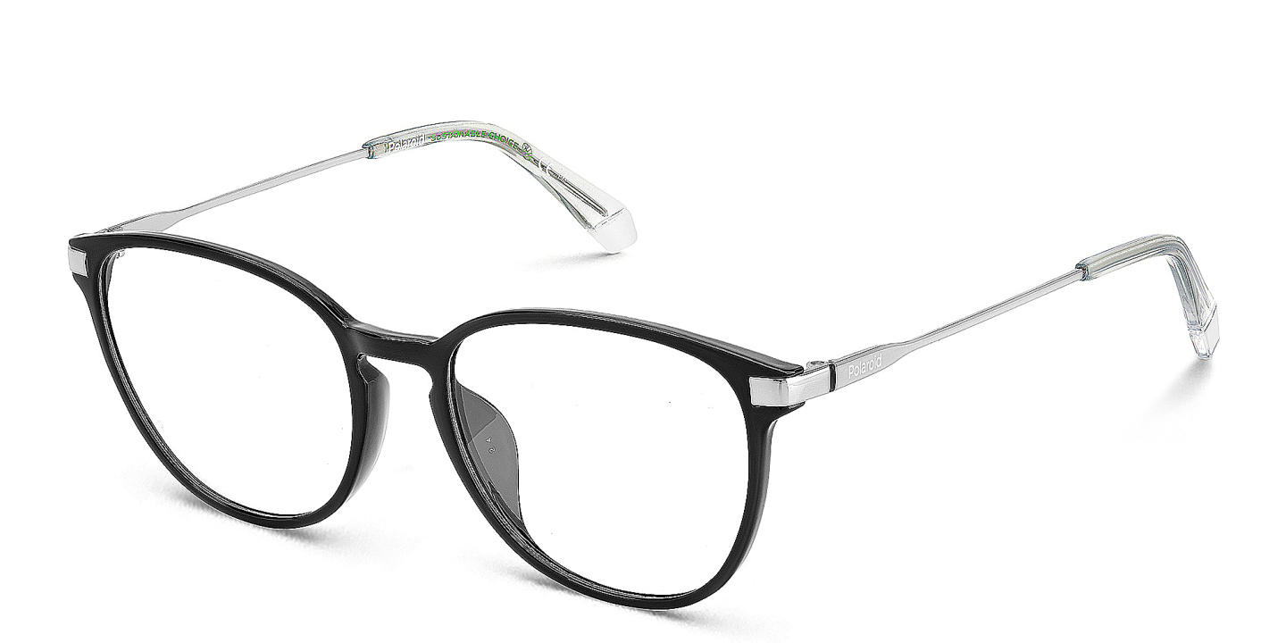 Polaroid Logo Unisex Round Eyeglasses in Black – Product Photo 1