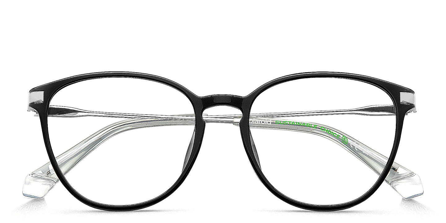 Polaroid Logo Unisex Round Eyeglasses in Black – Product Photo 2