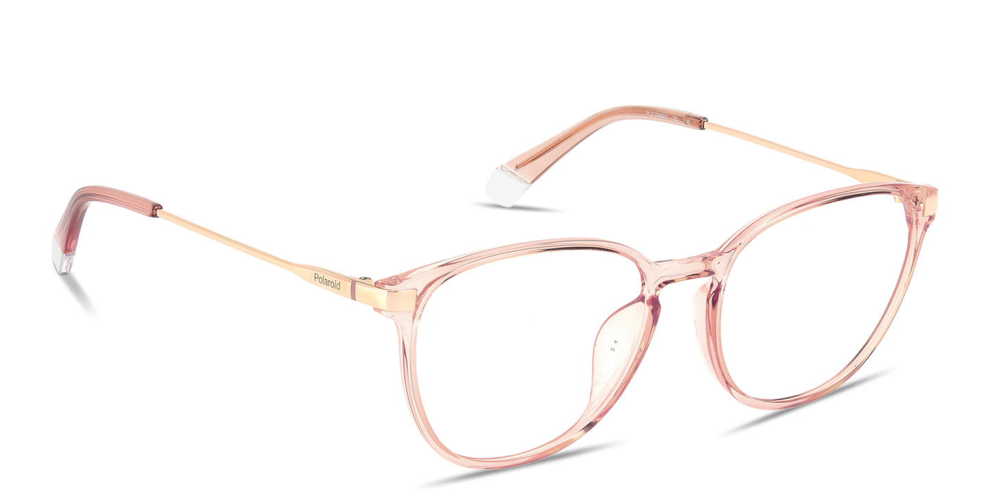 Polaroid Engraved Logo Unisex Round Eyeglasses in Transparent Pink – Product Photo 2