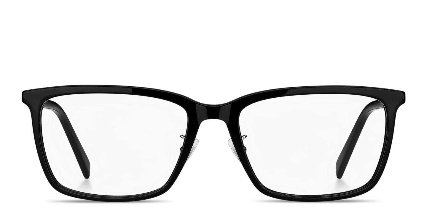 Shop Tommy Hilfiger Logo Lettering Wide Rectangle Eyeglasses in Black online.
