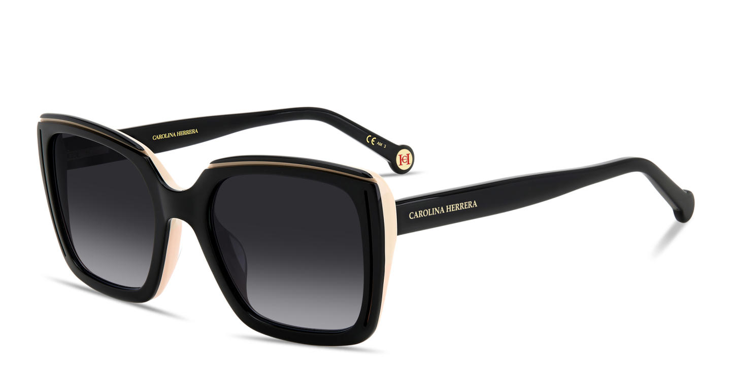 Shop Carolina Herrera Logo Signature Oversized Square Sunglasses in Black Nude online.