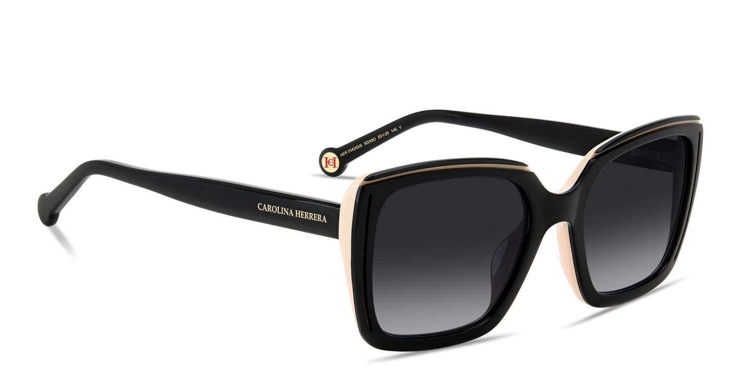Shop Carolina Herrera Logo Signature Oversized Square Sunglasses in Black Nude online.