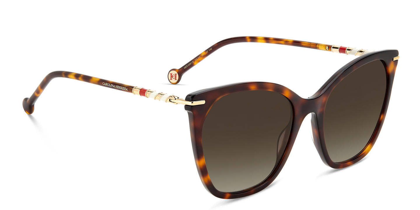 Shop Carolina Herrera Cat-Eye Sunglasses in Havana online.