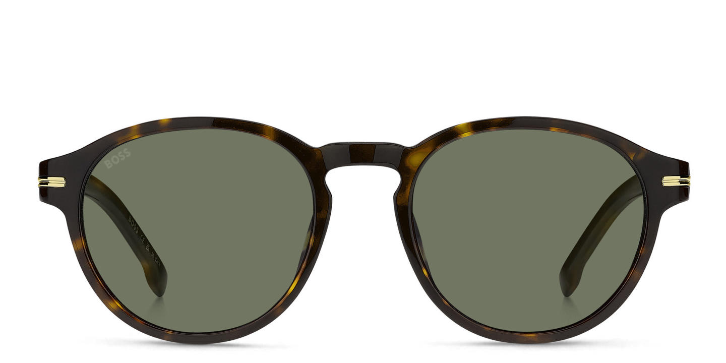 Shop Hugo Boss Round Sunglasses in Havana online.