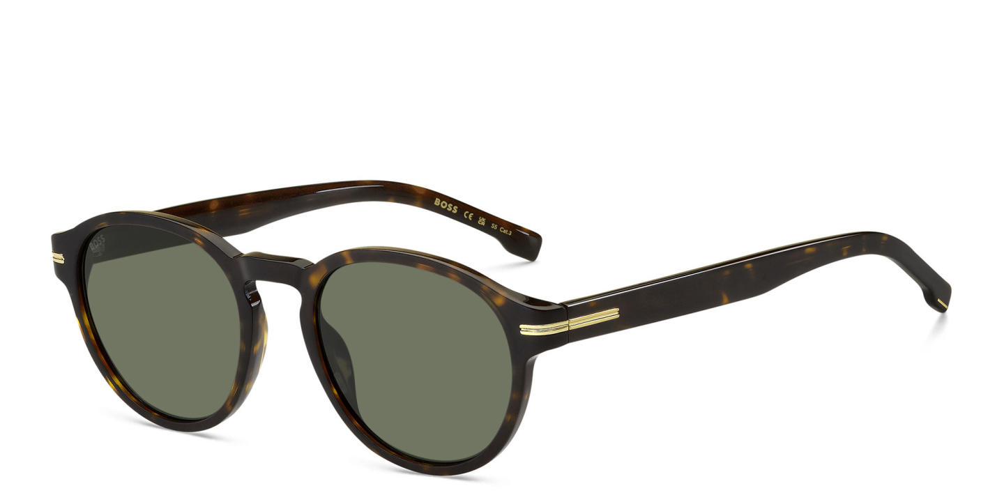 Shop Hugo Boss Round Sunglasses in Havana online.