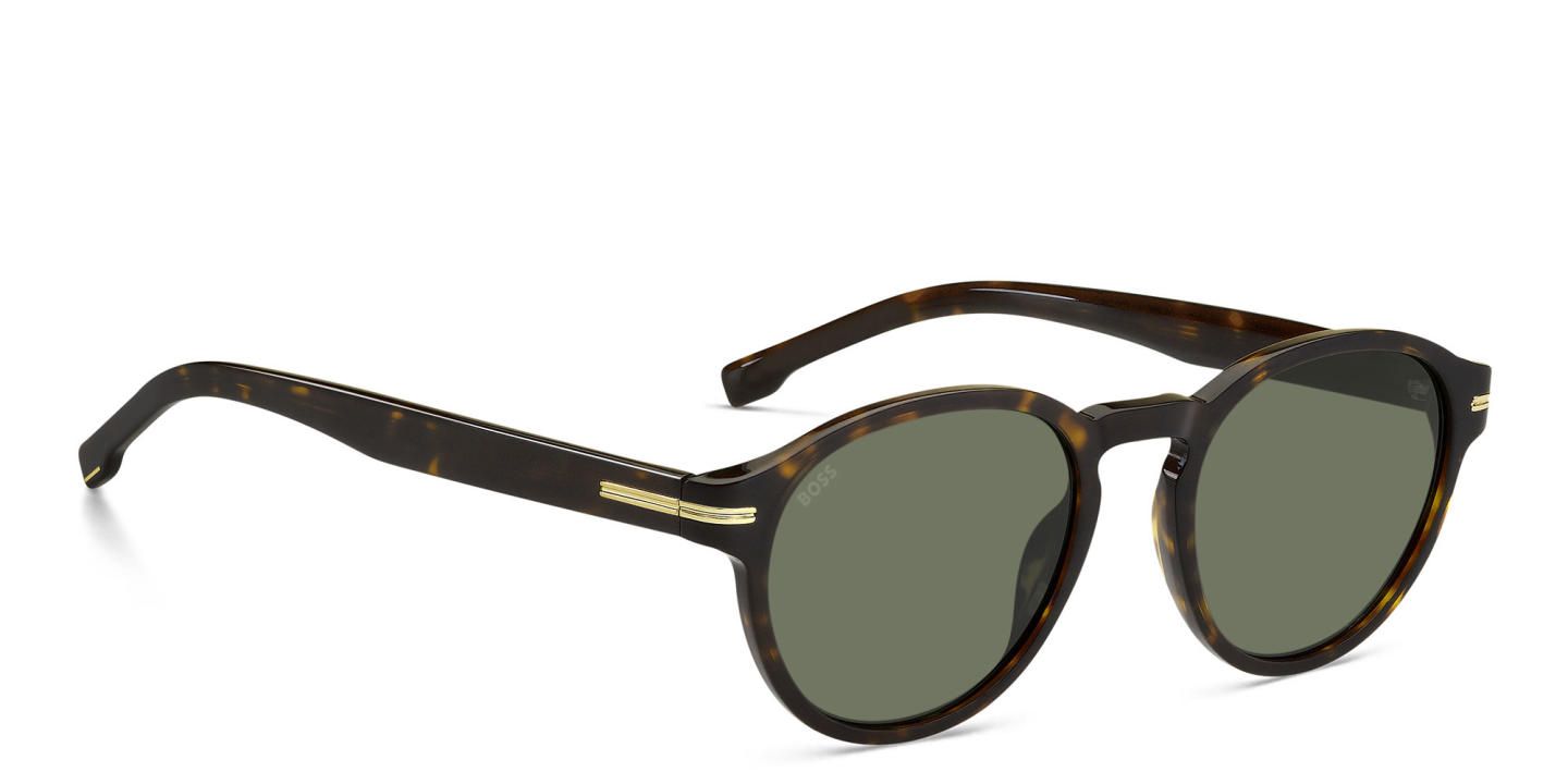 Shop Hugo Boss Round Sunglasses in Havana online.