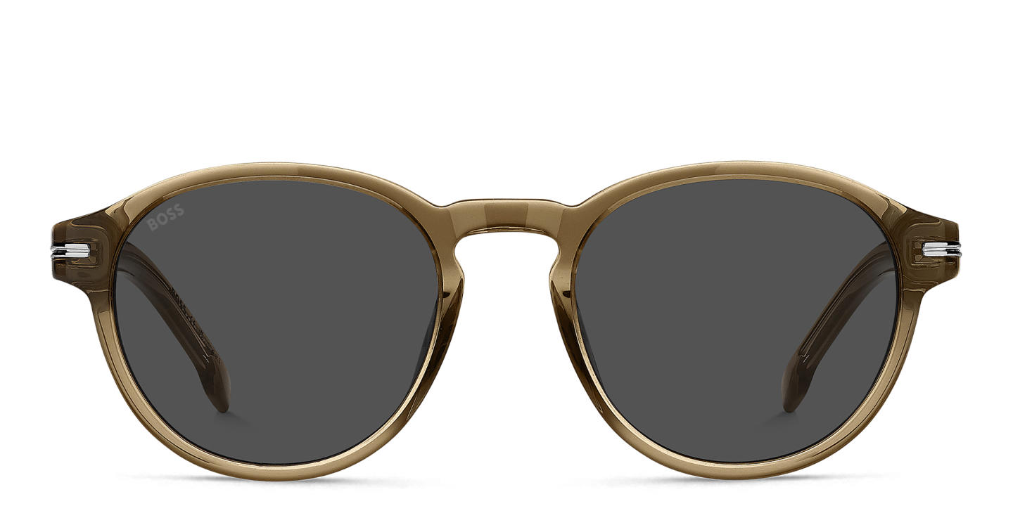 Shop Hugo Boss Logo Round Sunglasses in Brown online.