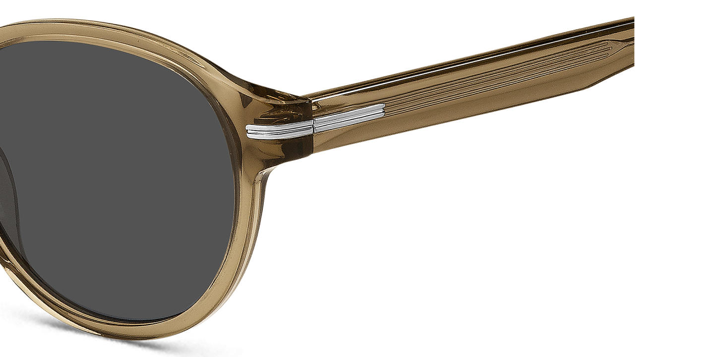 Shop Hugo Boss Logo Round Sunglasses in Brown online.