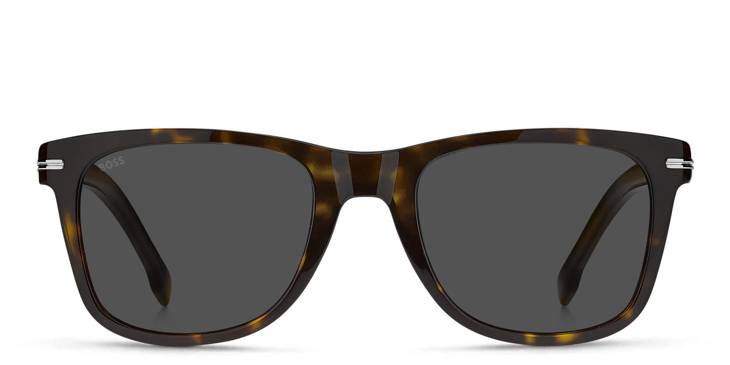 Shop Hugo Boss Rectangle Sunglasses in Havana online.