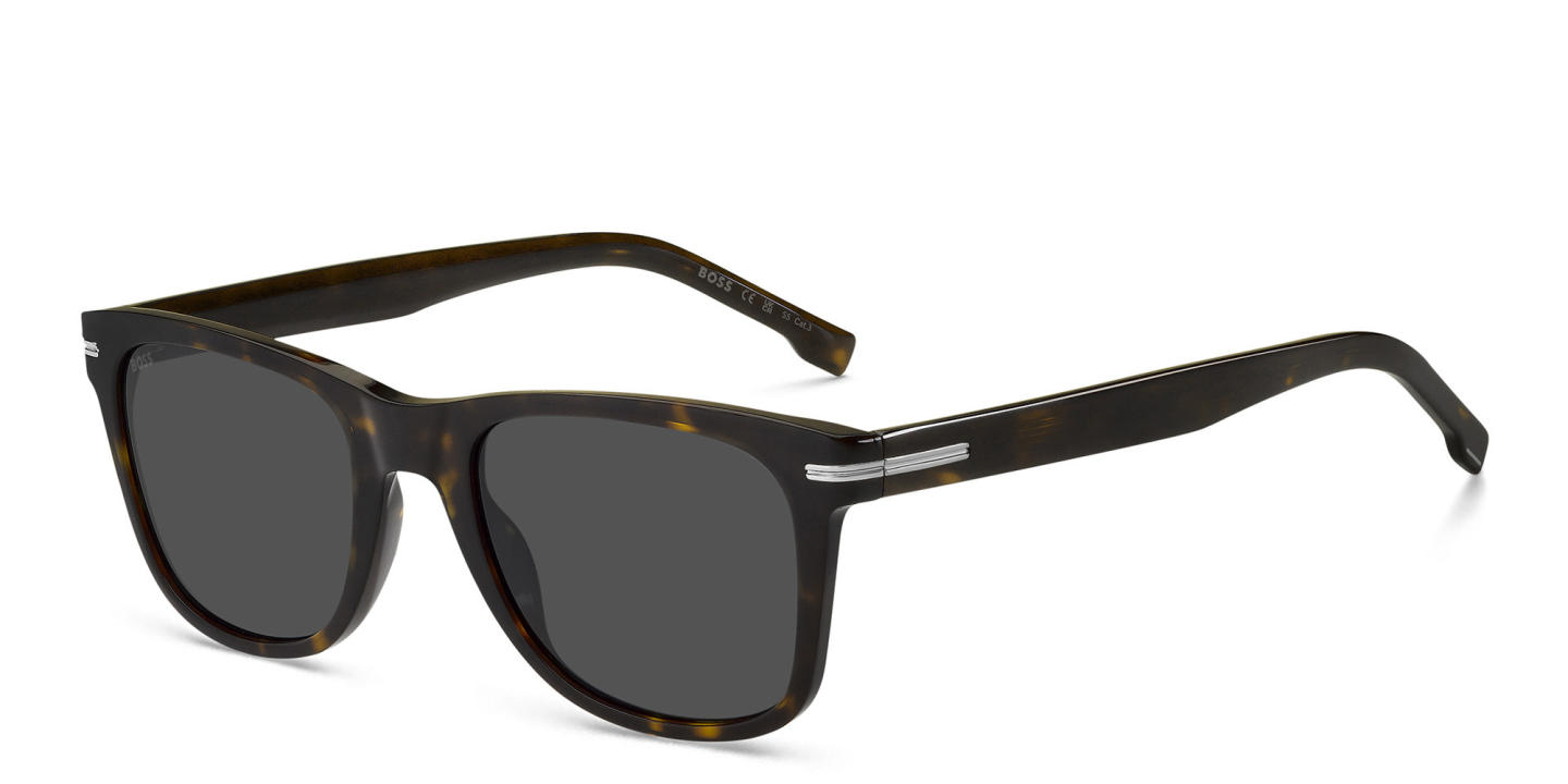 Shop Hugo Boss Rectangle Sunglasses in Havana online.