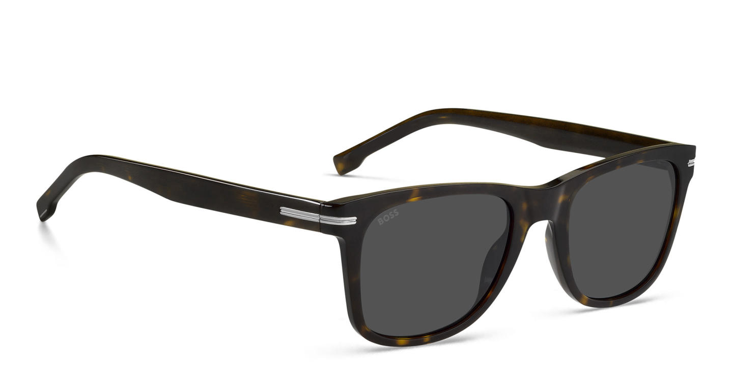 Shop Hugo Boss Rectangle Sunglasses in Havana online.