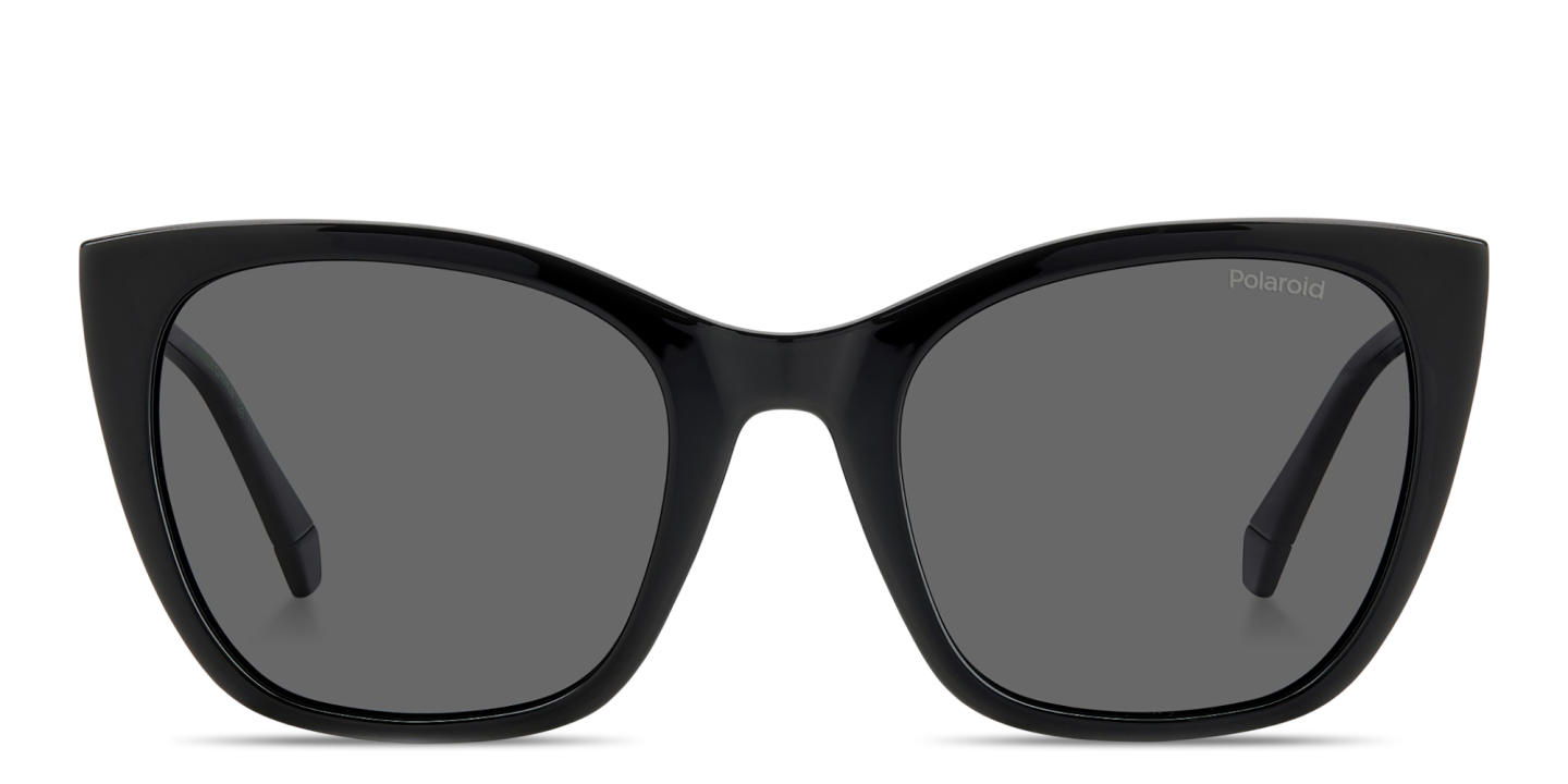 Shop Polaroid Engraved Logo Cat-Eye Sunglasses in Black online.