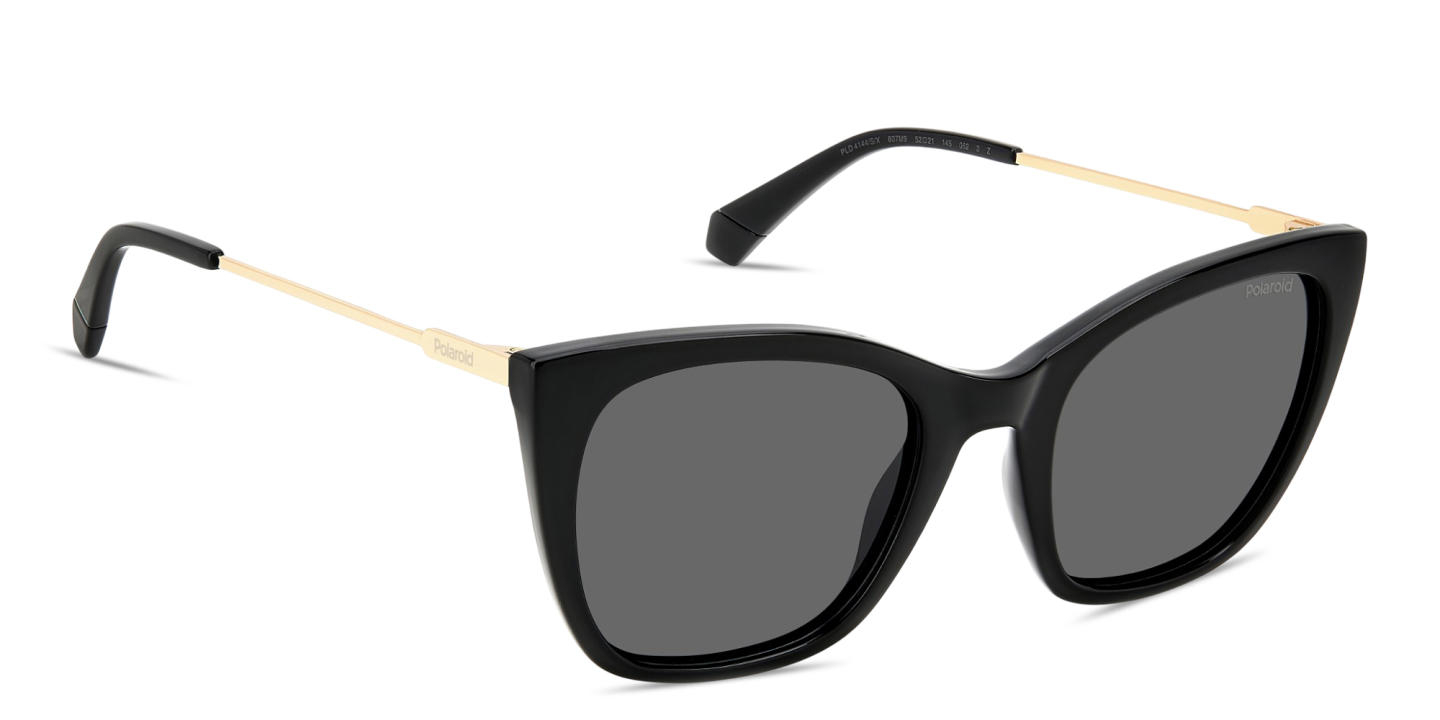 Shop Polaroid Engraved Logo Cat-Eye Sunglasses in Black online.