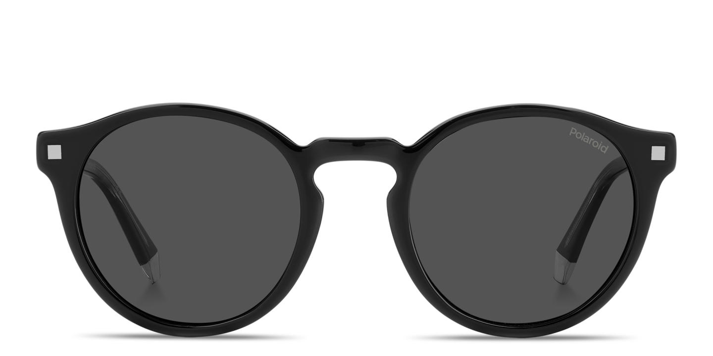 Shop Polaroid Logo Lettering Round Sunglasses in Black online.