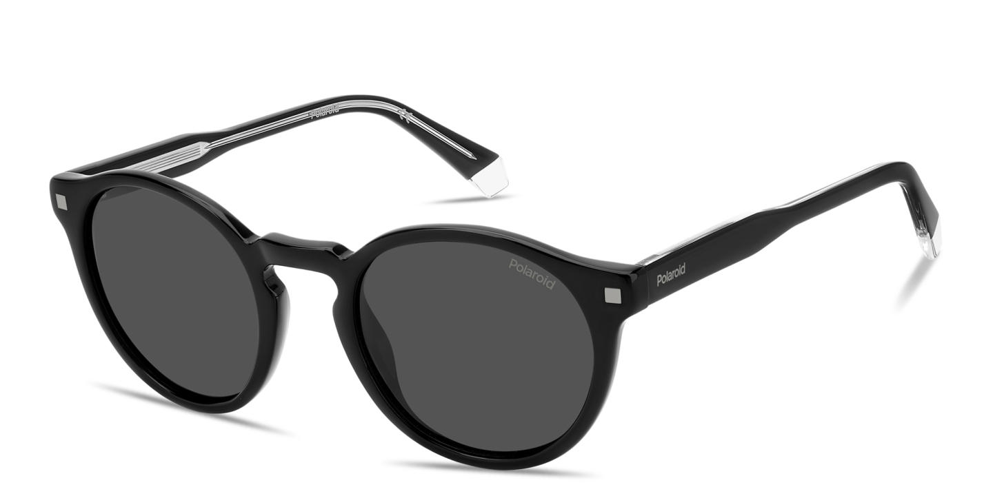 Shop Polaroid Logo Lettering Round Sunglasses in Black online.