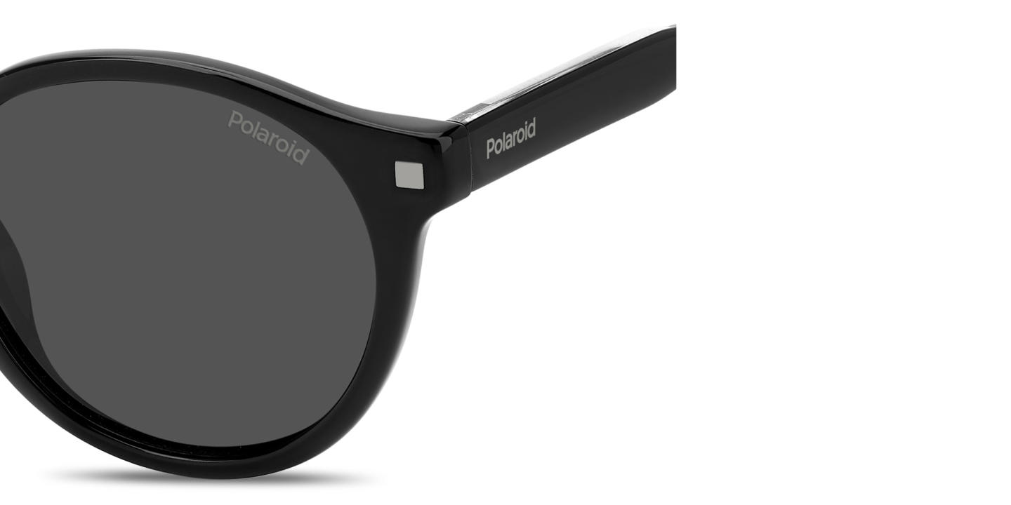 Shop Polaroid Logo Lettering Round Sunglasses in Black online.