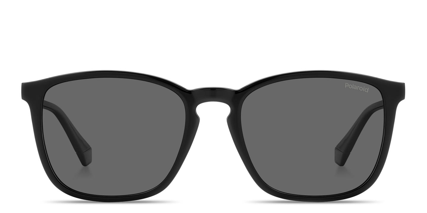 Shop Polaroid Stamped Logo Square Sunglasses in Black online.