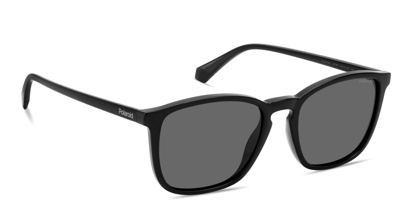 Shop Polaroid Stamped Logo Square Sunglasses in Black online.