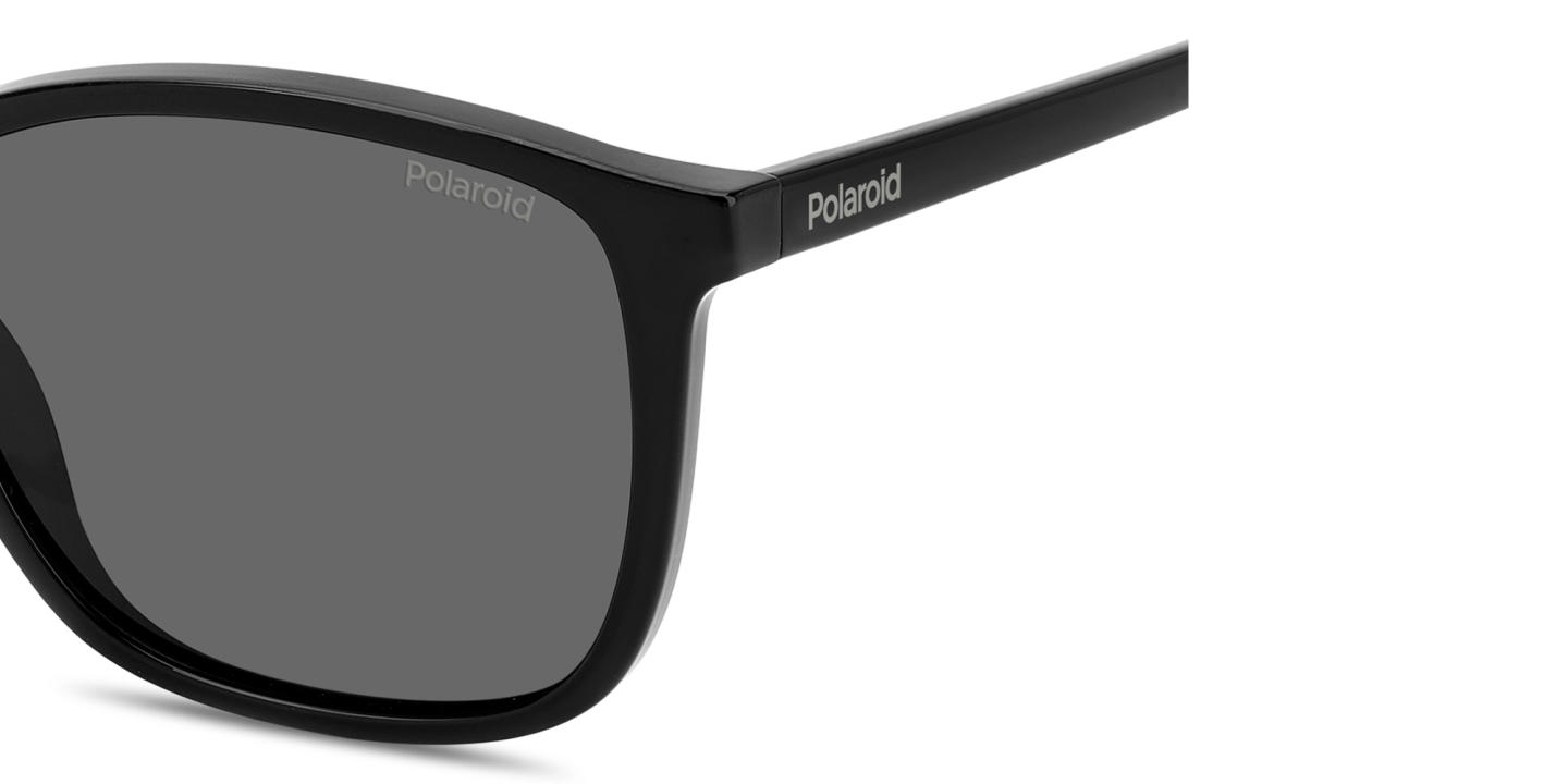 Shop Polaroid Stamped Logo Square Sunglasses in Black online.