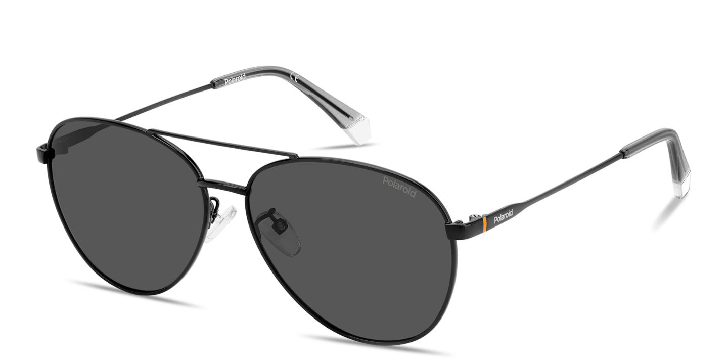 Polaroid Engraved Logo Aviator Sunglasses in Black – Product Photo 1