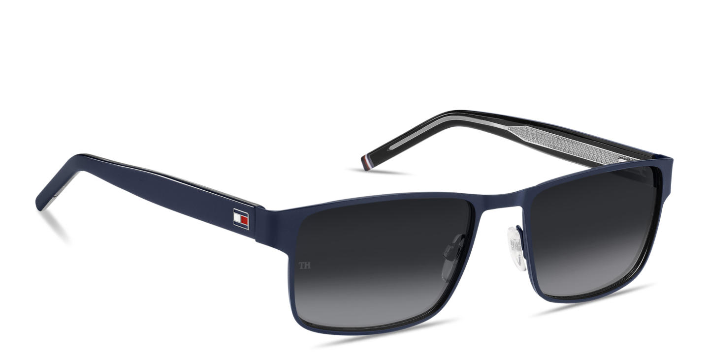 Shop Tommy Hilfiger Flag Logo Rectangle Sunglasses in Blue online.
