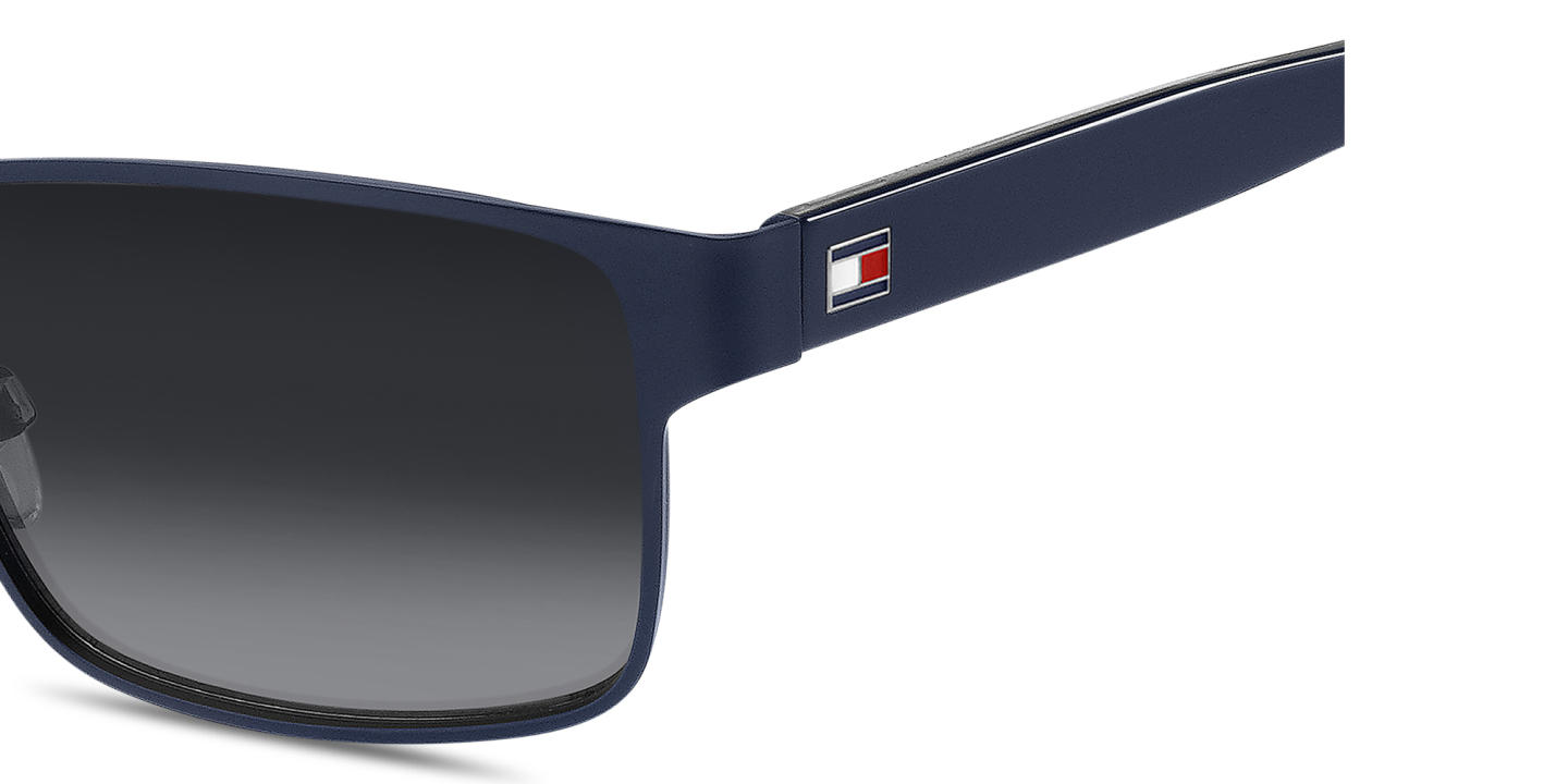 Shop Tommy Hilfiger Flag Logo Rectangle Sunglasses in Blue online.