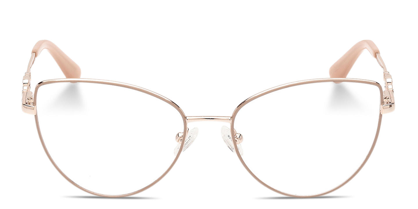 Guess G Logo Cat-Eye Eyeglasses in Beige On Gold – Product Photo 0