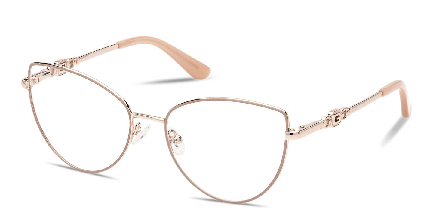 Shop Guess G Logo Cat-Eye Eyeglasses in Beige On Gold online.