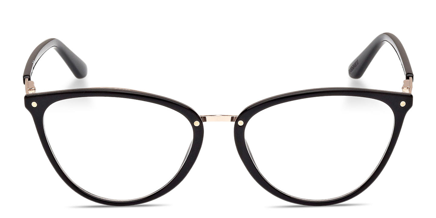 Shop Guess Engraved Logo Cat-Eye Eyeglasses in Black online.