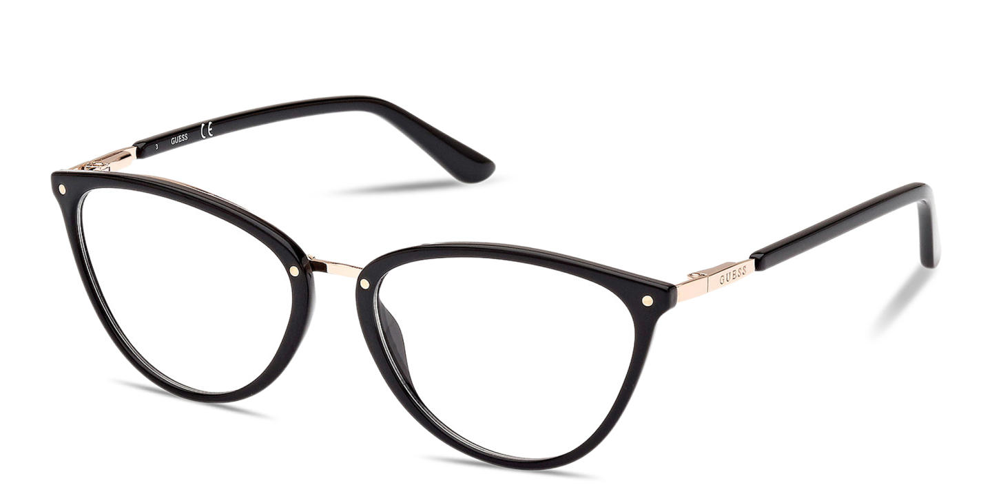 Shop Guess Engraved Logo Cat-Eye Eyeglasses in Black online.