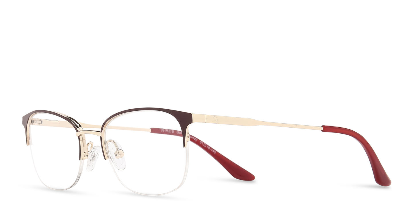 TRICE Half-Rim Rectangle Eyeglasses in Burgundy – Product Photo 1