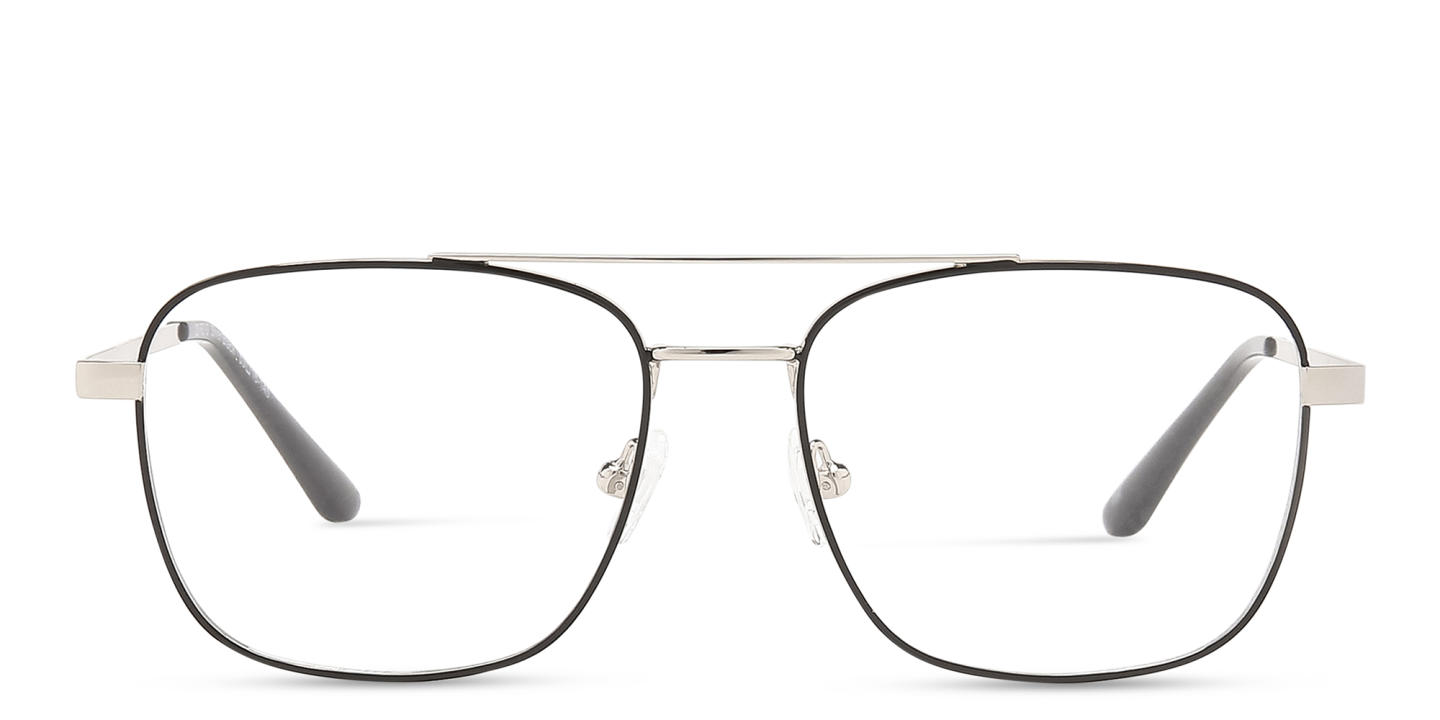 TRICE Square Eyeglasses in Black & Silver – Product Photo 0