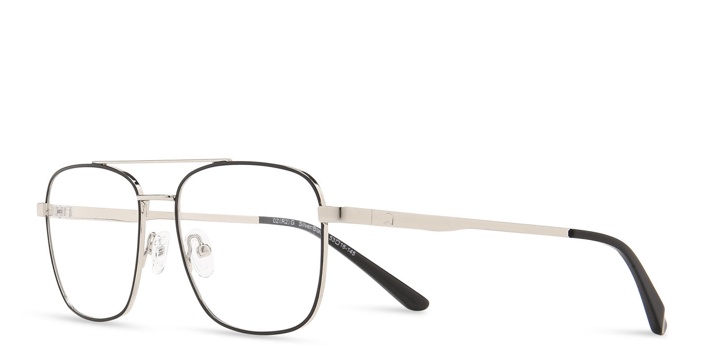 TRICE Square Eyeglasses in Black & Silver – Product Photo 1