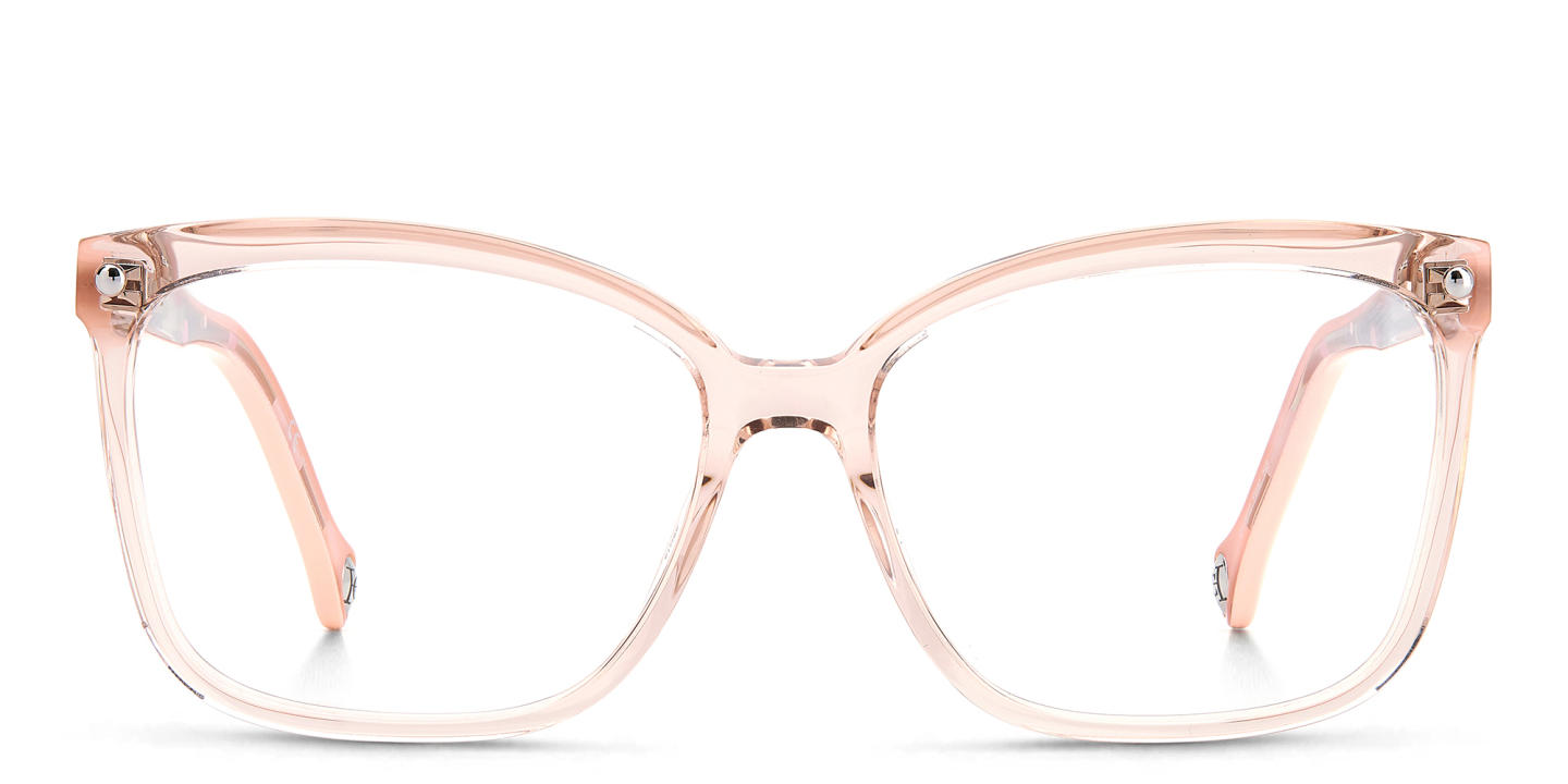Shop Carolina Herrera Wide Rectangle Eyeglasses in Nude online.