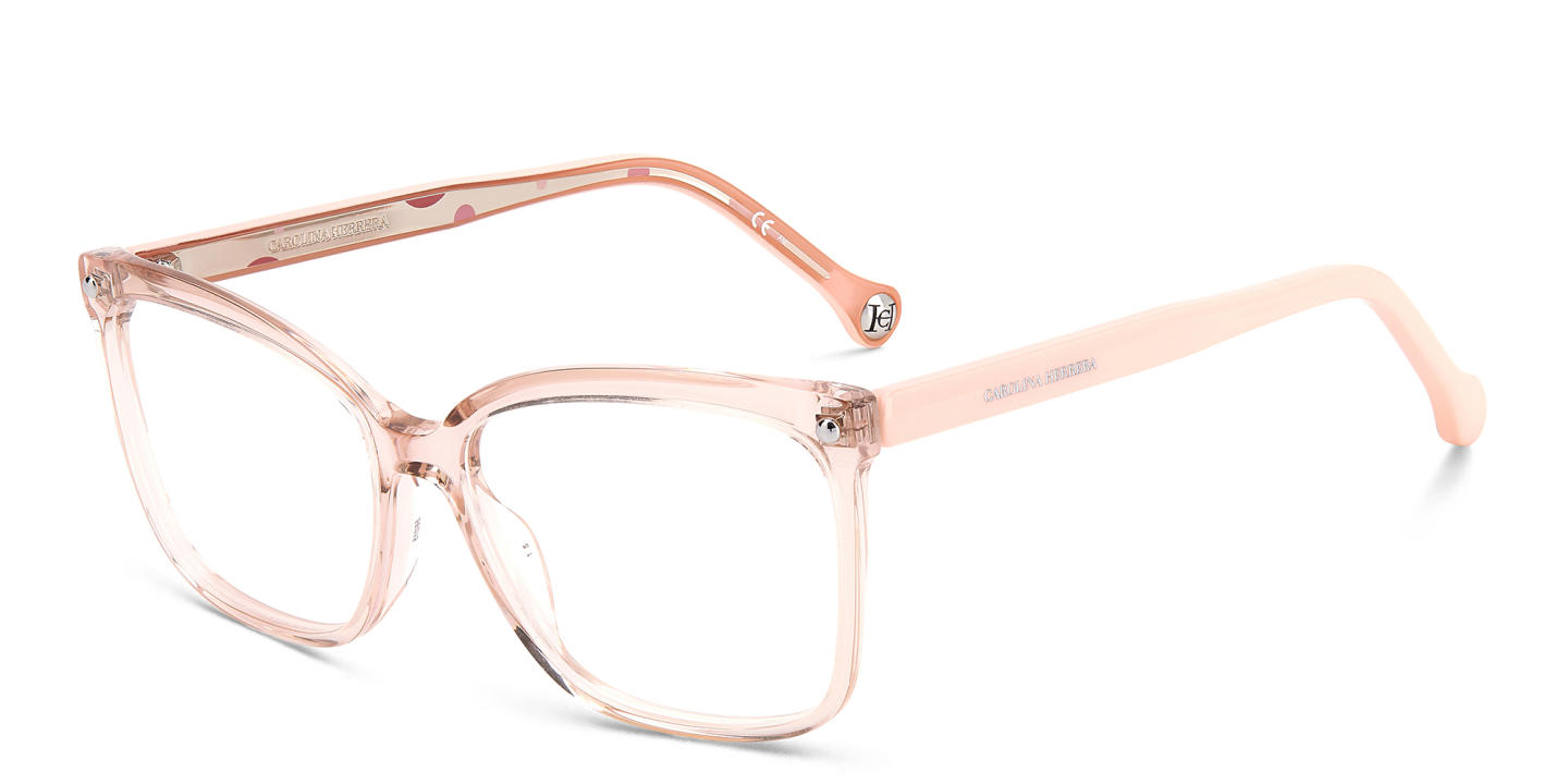 Shop Carolina Herrera Wide Rectangle Eyeglasses in Nude online.