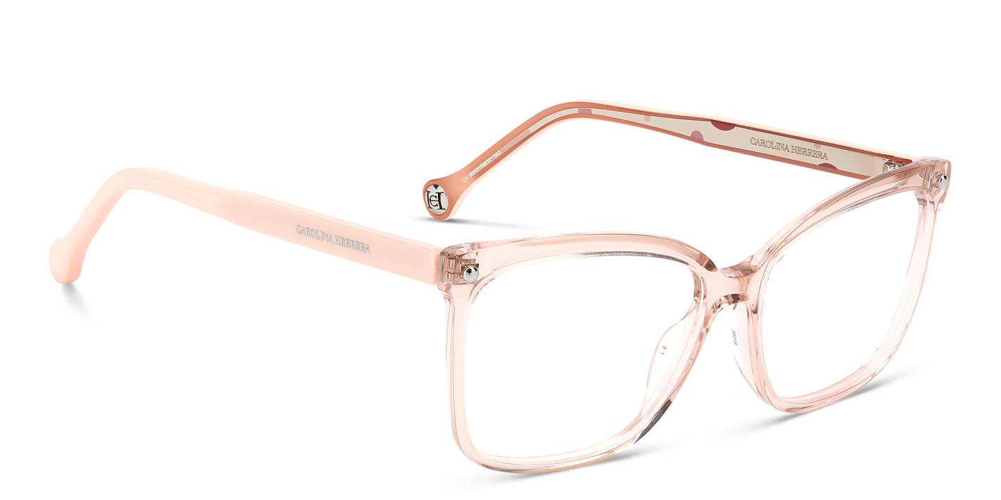 Shop Carolina Herrera Wide Rectangle Eyeglasses in Nude online.