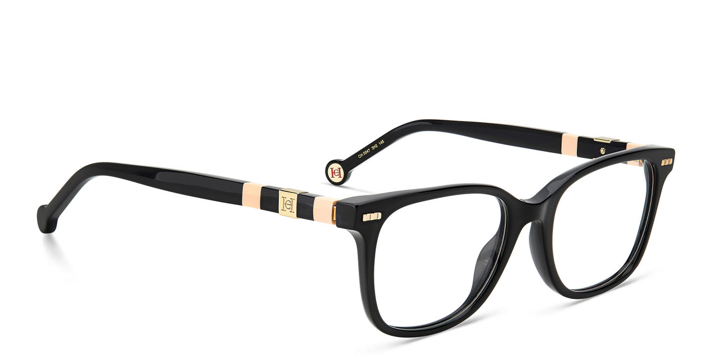 Shop Carolina Herrera Rectangle Eyeglasses in Black online.