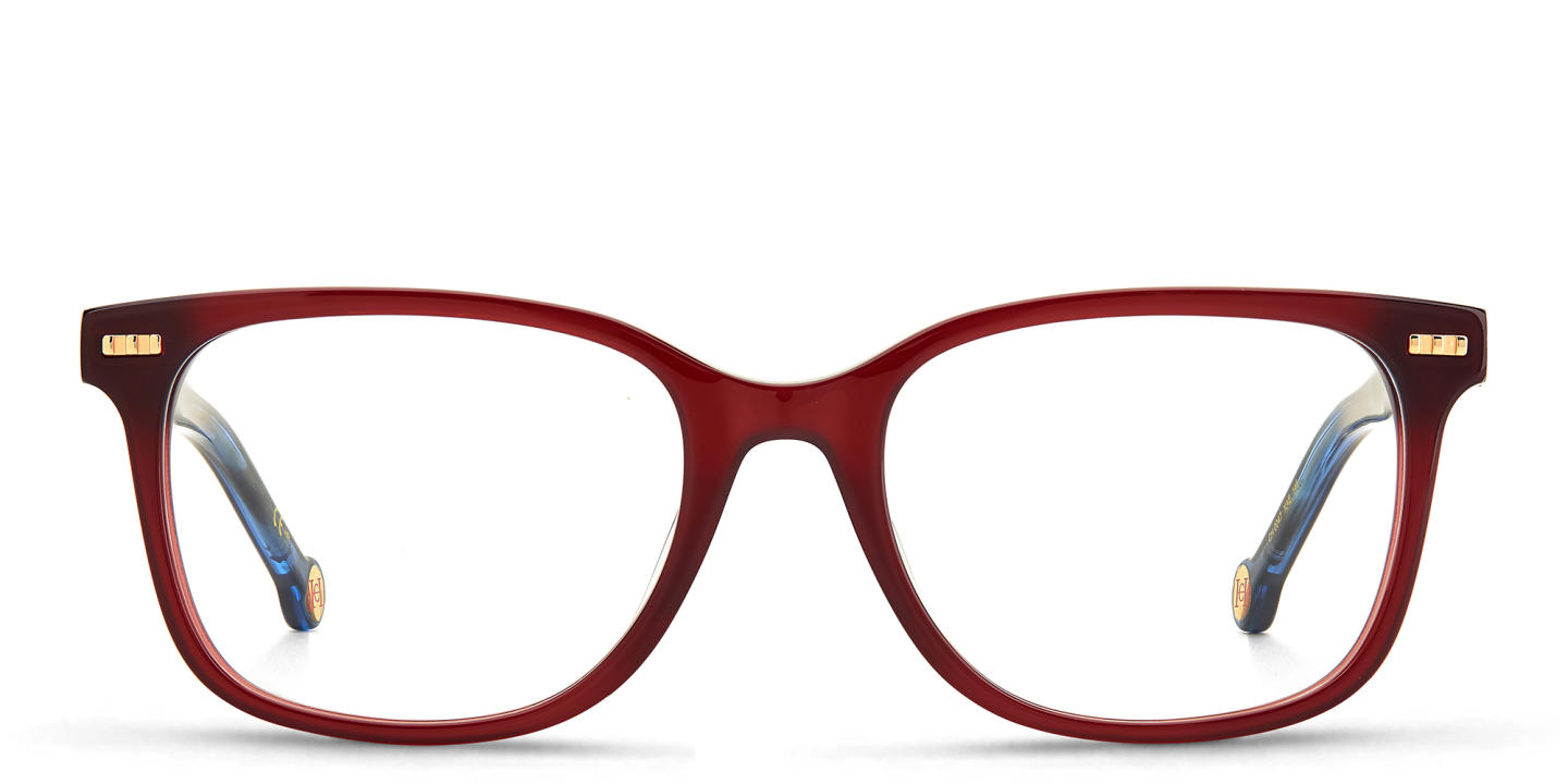 Shop Carolina Herrera Rectangle Eyeglasses in Red online.