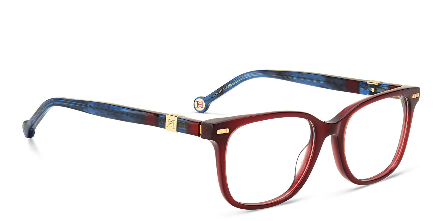 Shop Carolina Herrera Rectangle Eyeglasses in Red online.
