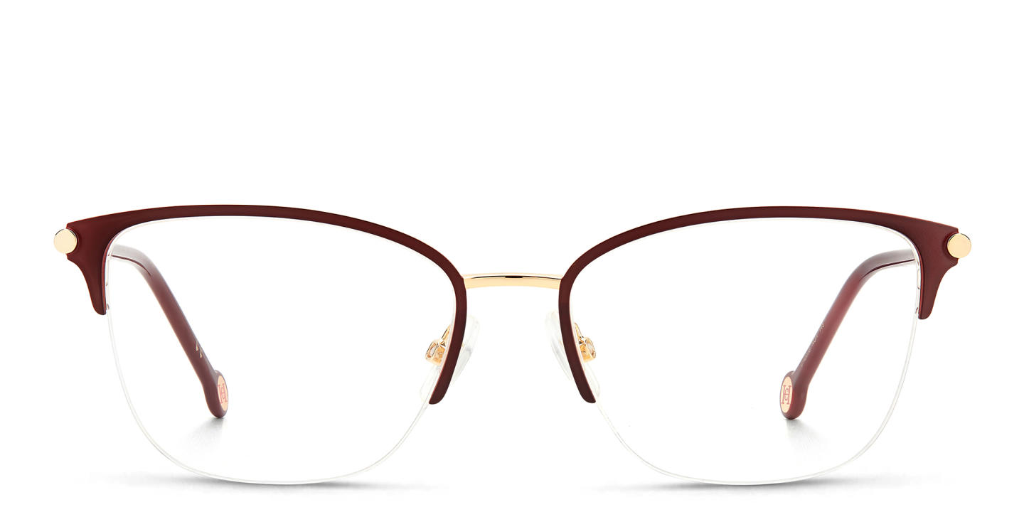 Carolina Herrera Half-Rim Rectangle Eyeglasses in Gold – Product Photo 0