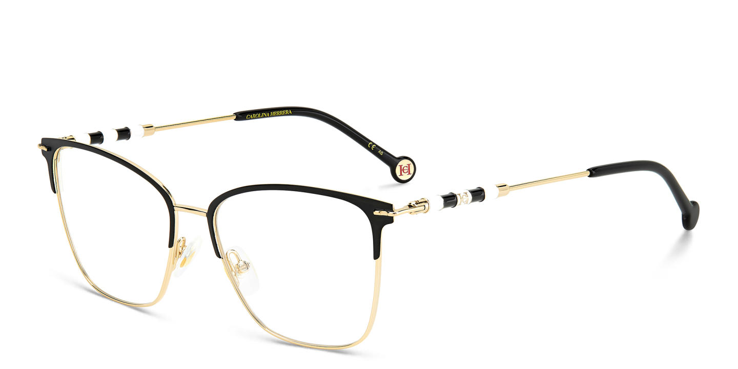 Carolina Herrera Square Eyeglasses in Black Gold – Product Photo 1