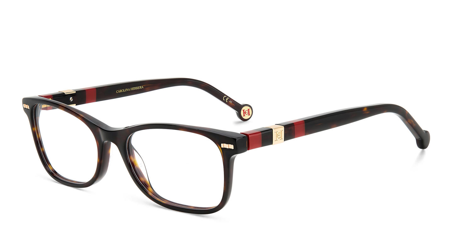 Shop Carolina Herrera Rectangle Eyeglasses in Havana online.