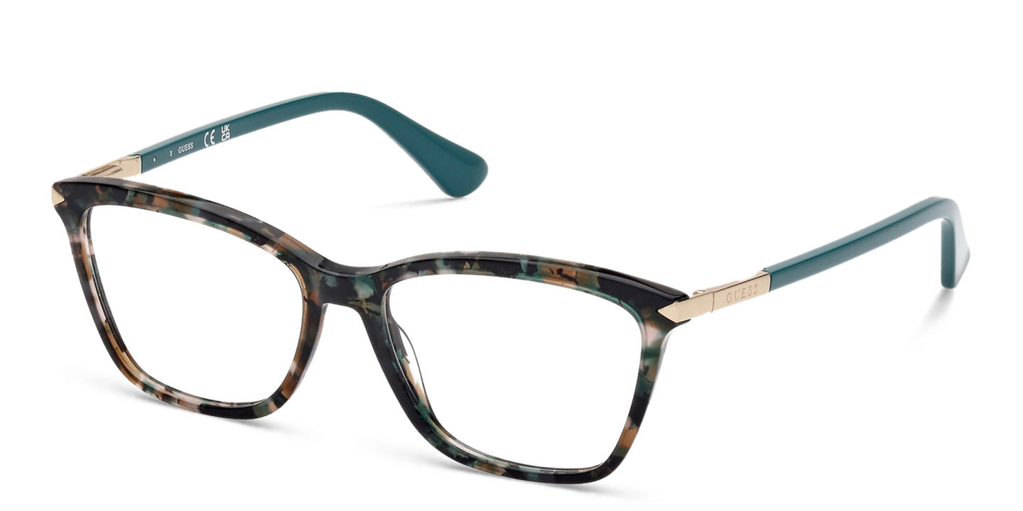 Shop Guess Square Eyeglasses in Blue Havana online.