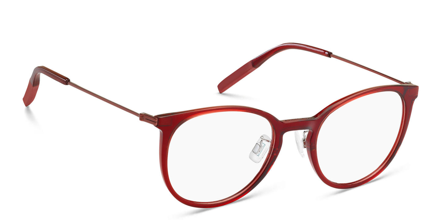 Shop Tommy Hilfiger Unisex Round Eyeglasses in Red online.