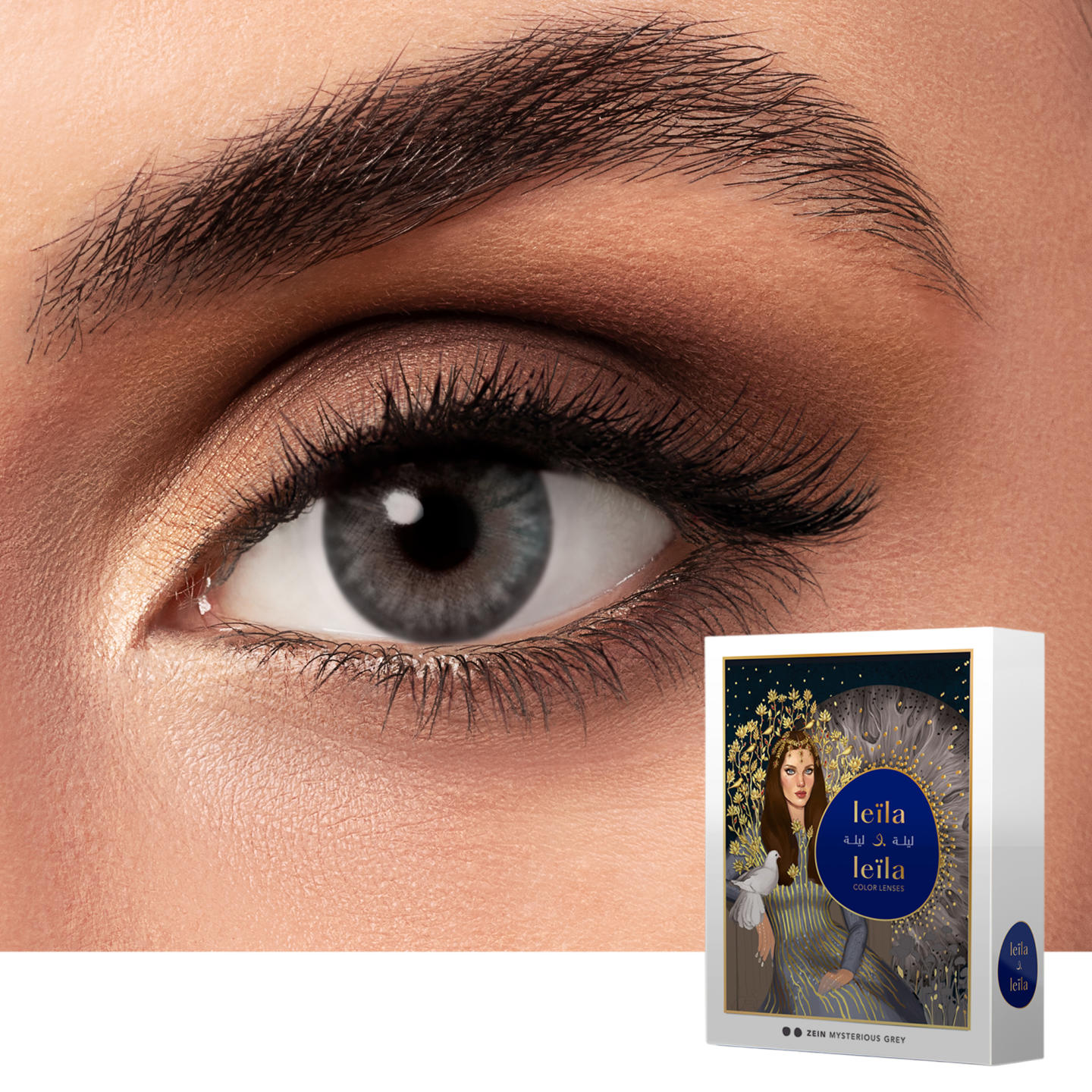LEILA & LEILA Monthly Color Contact Lenses in Zein Mysterious Grey – Product Photo 0