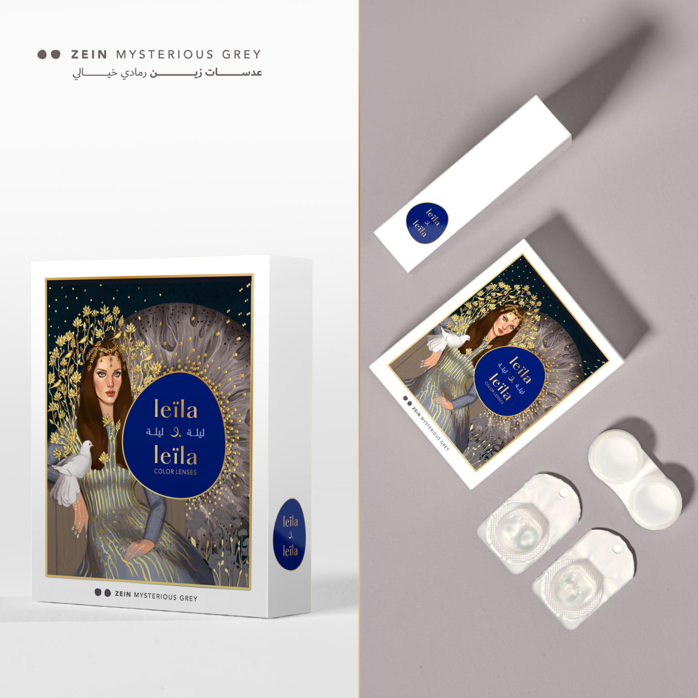 LEILA & LEILA Monthly Color Contact Lenses in Zein Mysterious Grey – Product Photo 2